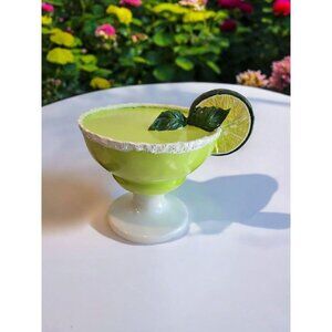 New Wood Green LRG Margarita Glass Drink Bar Beverage Cocktail Figure Sculpture